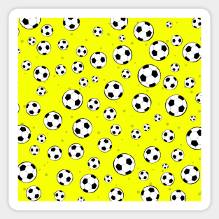 Football / Soccer Ball Seamless Pattern - Yellow Background Sticker